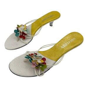 SAM&LIBBY Womens White Thong Sandals
Floral Embellishment Heel Made Italy 8.5